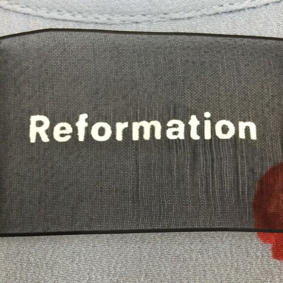 Reformation Garnet Wrap Dress Pelyana V-Neck Floral Print Dress In Blue Ref Sz S - Picture 15 of 16